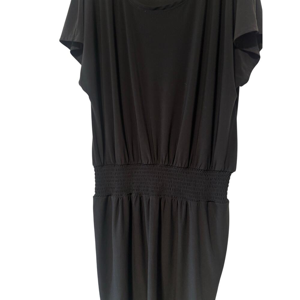 White House Black Market Black Blouson Dress Women’s XL Short Sleeve Stretch - Picture 6 of 9